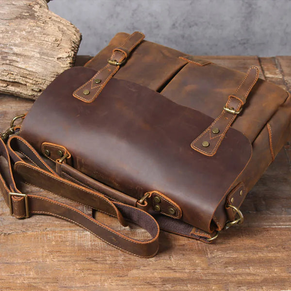 Genuine Leather A4 File Document Briefcase Soft Cow Leather Laptop Business Shoulder Bag