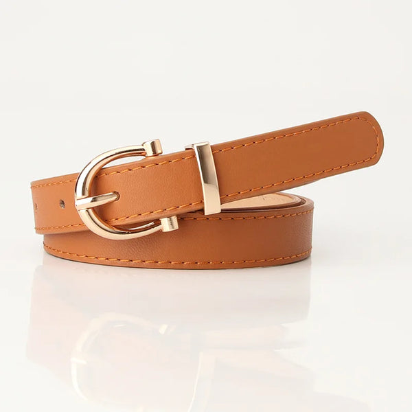 Luxury PU Leather Belt for Women Round Pin Buckle High Quality Ladies Dress Jeans  Adjustable Belts