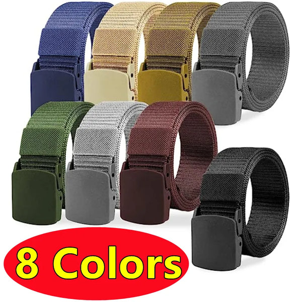 8 Colors Men Women Belts Military Nylon Adjustable Belt with Plastic Buckle  120cm