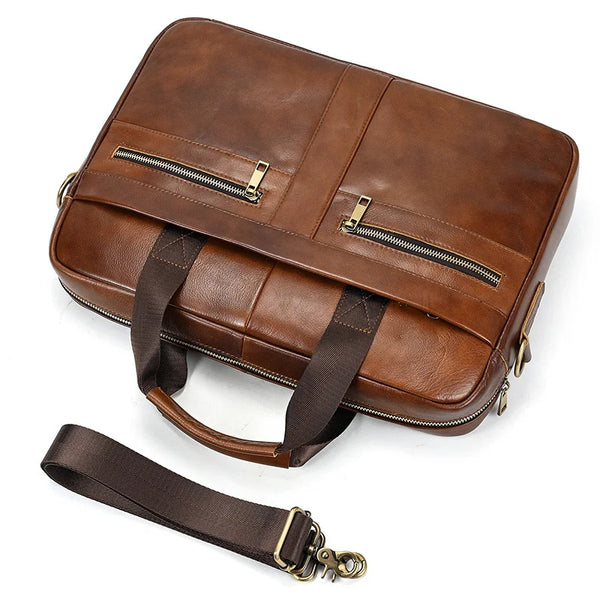 Men's Genuine Leather Briefcase Laptop Natural Leather Messenger Bags