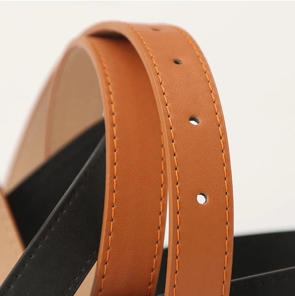 Luxury PU Leather Belt for Women Round Pin Buckle High Quality Ladies Dress Jeans  Adjustable Belts