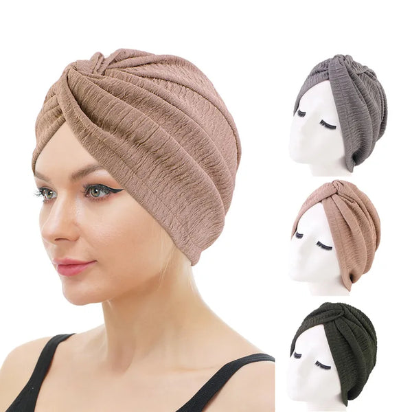 Women's Twist Knot Turban Elastic Chemo Cap for Cancer Patient Hair Loss