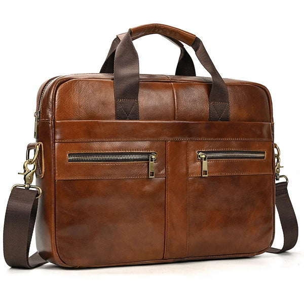 Men's Genuine Leather Briefcase Laptop Natural Leather Messenger Bags