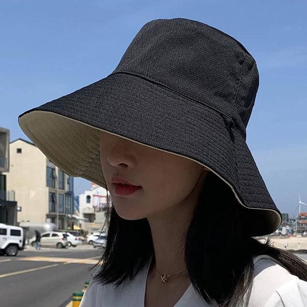 Double-sided Foldable Bucket Summer Sun Hat Visor Fisherman Cap Anti-UV Wide Brim Sunscreen Hats