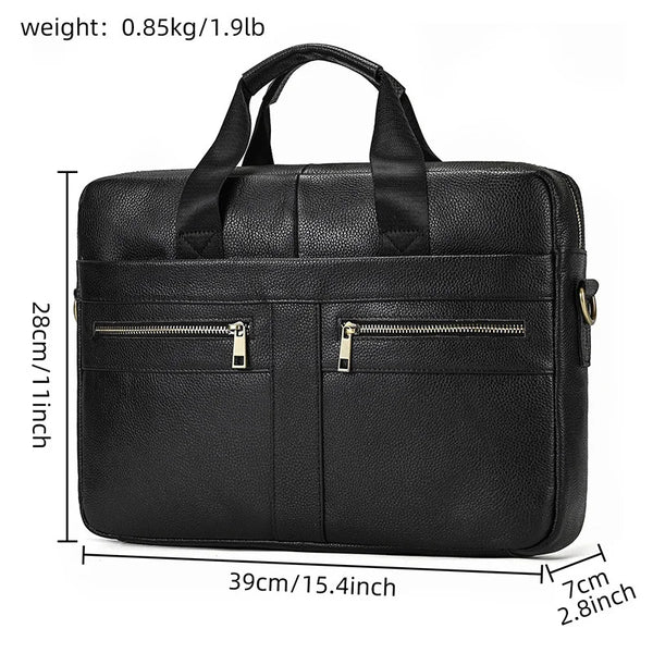 Men's Genuine Leather Briefcase Laptop Natural Leather Messenger Bags