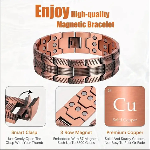 1PCS 3X Pure Copper Magnetic Bracelet for Joint Pain with Strength Magnets