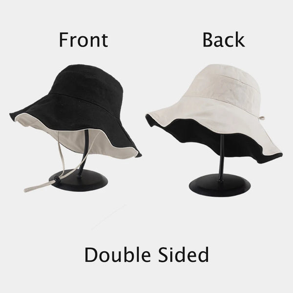 Double-sided Foldable Bucket Summer Sun Hat Visor Fisherman Cap Anti-UV Wide Brim Sunscreen Hats