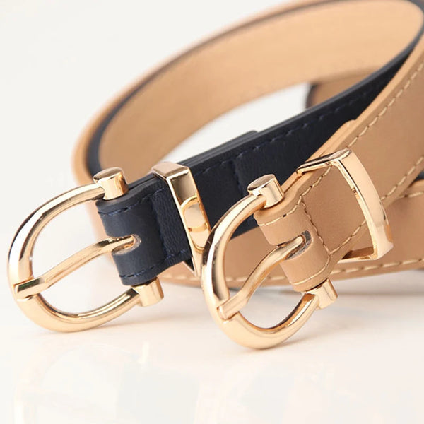 Luxury PU Leather Belt for Women Round Pin Buckle High Quality Ladies Dress Jeans  Adjustable Belts