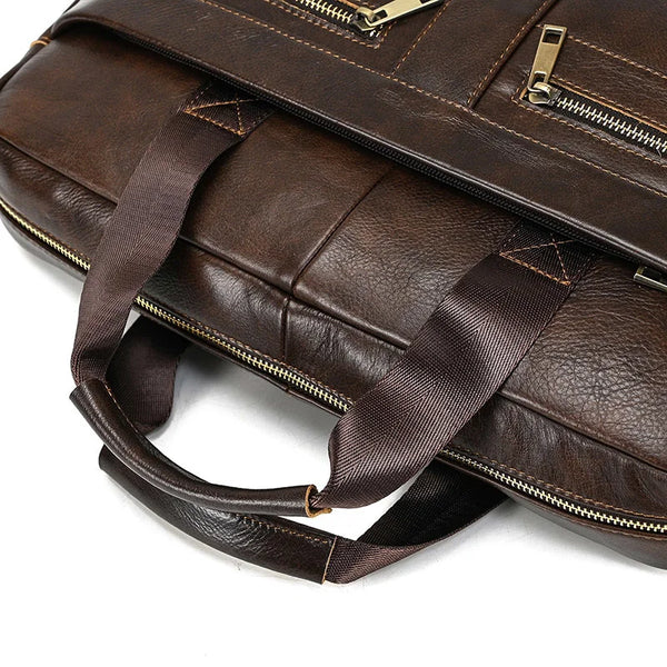 Men's Genuine Leather Briefcase Laptop Natural Leather Messenger Bags