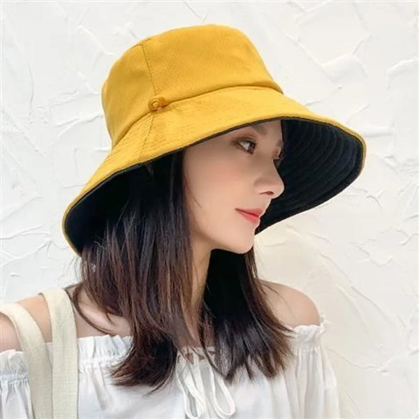 Double-sided Foldable Bucket Summer Sun Hat Visor Fisherman Cap Anti-UV Wide Brim Sunscreen Hats