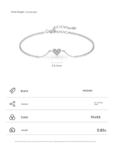 Jewelry Women's Japanese and Korean-Style Heart Crystal Bracelet