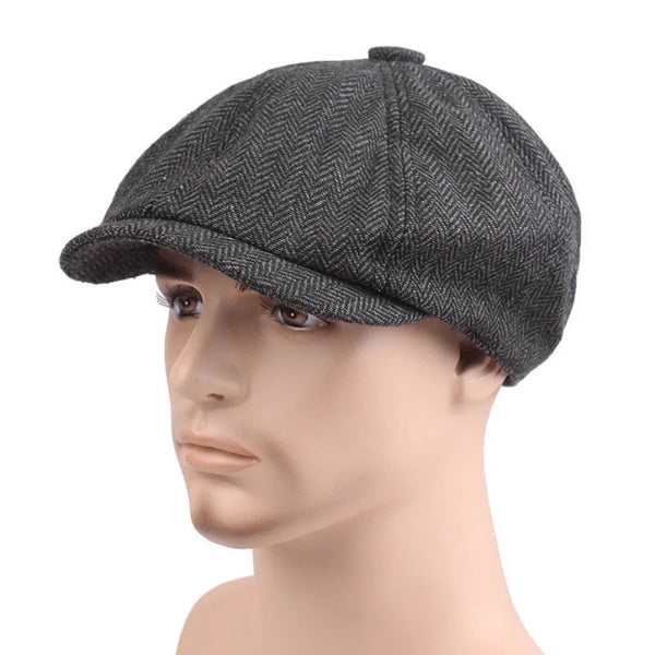 Men Casual Hat Retro Beret Unisex Wild Octagonal Cap