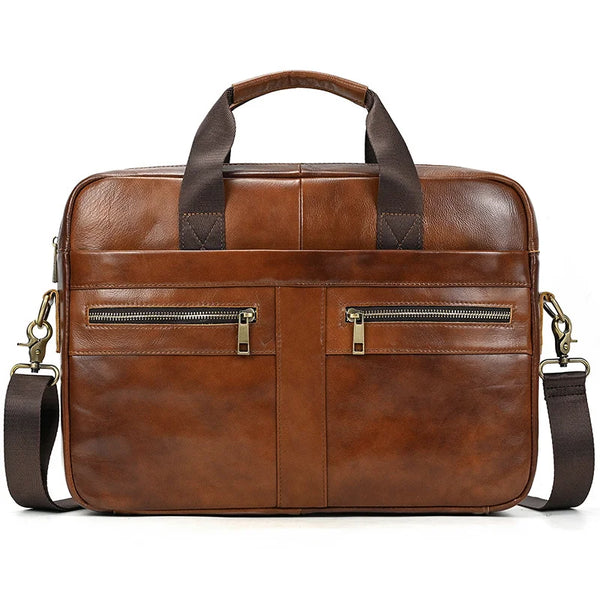 Men's Genuine Leather Briefcase Laptop Natural Leather Messenger Bags