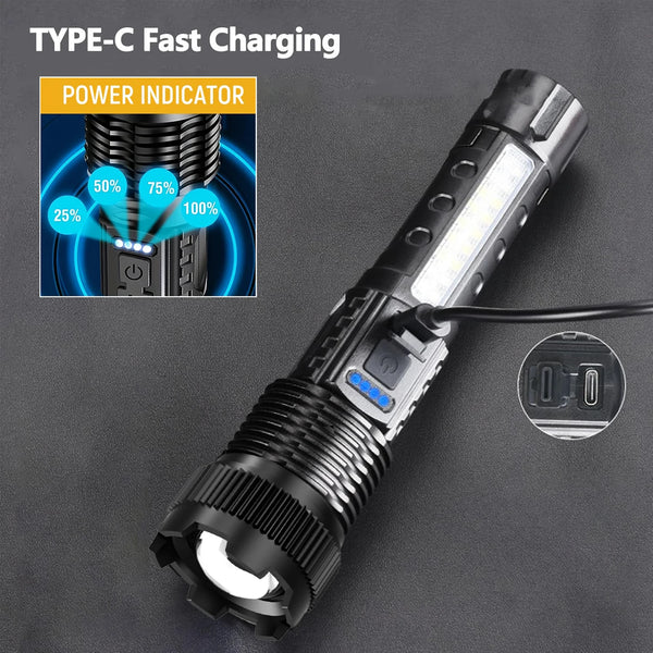 Strong LED Flashlight USB Rechargeable  Long Range Tactical  Flashlight Outdoor Camping Lantern Travel Cars Emergency