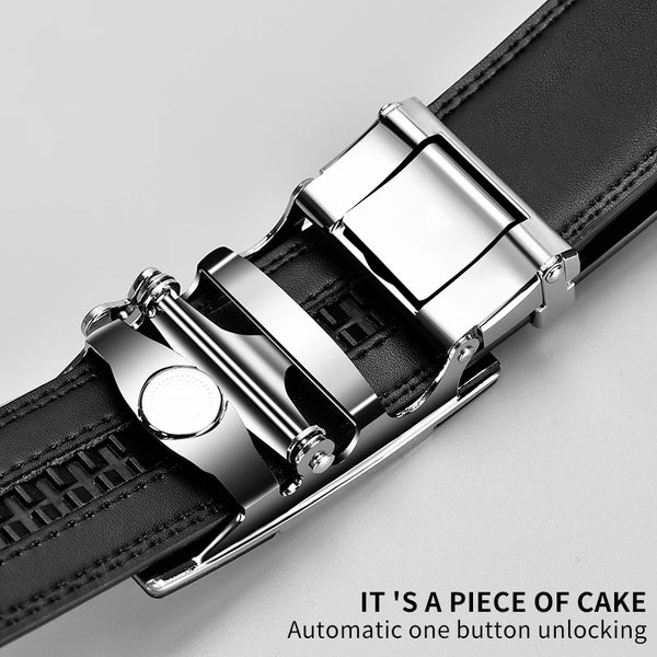 Famous Brand Men's Quality Genuine Luxury Leather Belt For Men  Metal Automatic Buckle