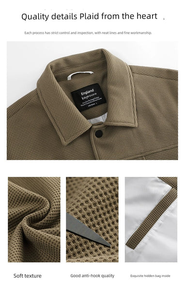 Men's Texture Waffle Spring Polo Collar Jacket