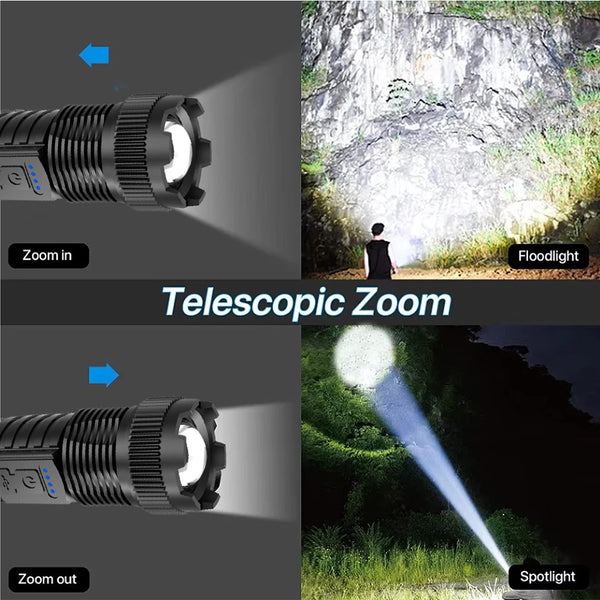 Strong LED Flashlight USB Rechargeable  Long Range Tactical  Flashlight Outdoor Camping Lantern Travel Cars Emergency