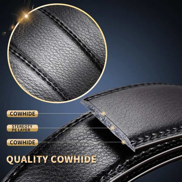 Famous Brand Men's Quality Genuine Luxury Leather Belt For Men  Metal Automatic Buckle