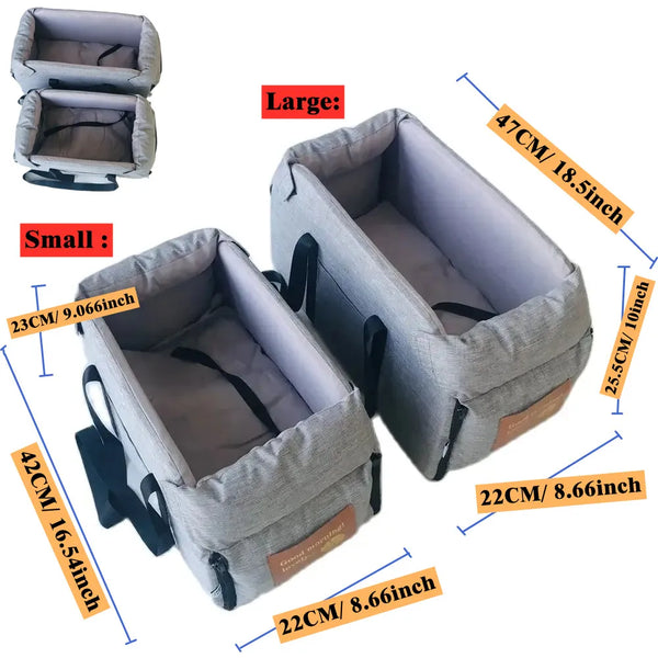 42X22X23cm Portable Pet Seat Elevated Car Seat For Dog or Cats Armrest for Small Dog Cat Waterproof Dog Carrier Safety Travel Bag