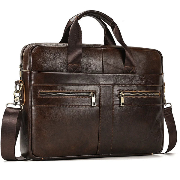 Men's Genuine Leather Briefcase Laptop Natural Leather Messenger Bags