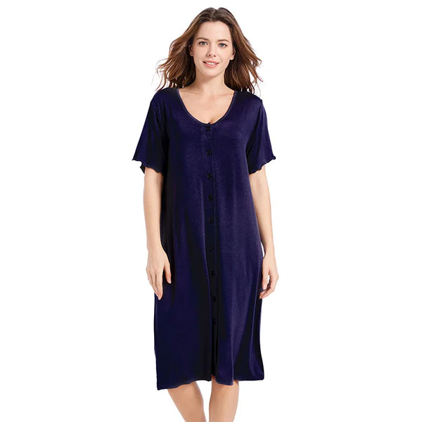 Short-sleeved Mid Length Sexy Night Dress