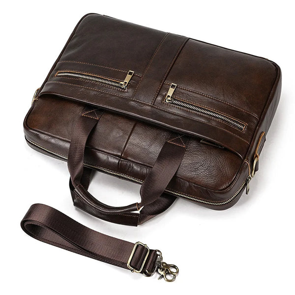 Men's Genuine Leather Briefcase Laptop Natural Leather Messenger Bags