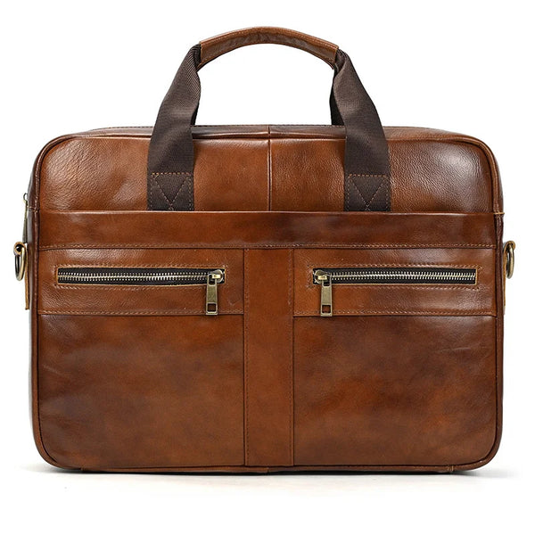 Men's Genuine Leather Briefcase Laptop Natural Leather Messenger Bags