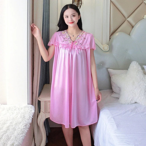 Plus Size SEXY Sleepwear Silk Satin Nightgowns