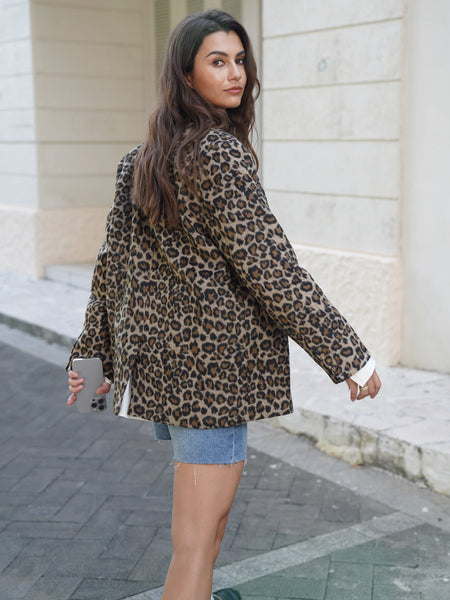 Women's  Warm Winter Fashion Basic Leopard Jacket