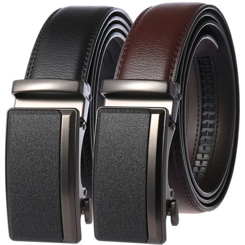 Men's Luxury Designer Cowhide Leather Belts Fashion Automatic Buckle Black Brown 3.5cm