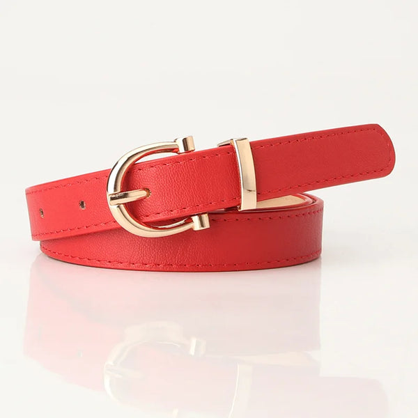 Luxury PU Leather Belt for Women Round Pin Buckle High Quality Ladies Dress Jeans  Adjustable Belts