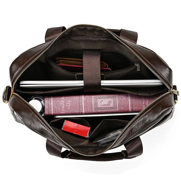 Men's Genuine Leather Briefcase Laptop Natural Leather Messenger Bags