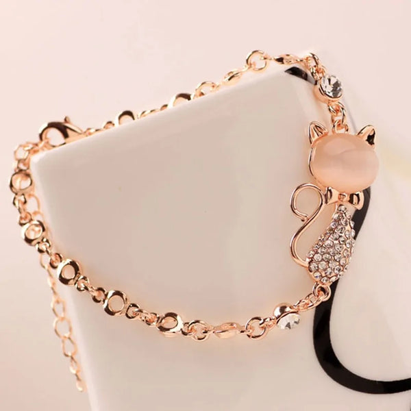 Rose Gold Alloy Lovely Cat Bracelets