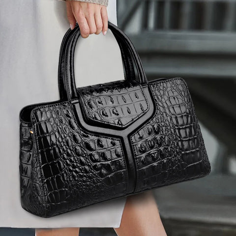 Faux Crocodile Leather Messenger Bag