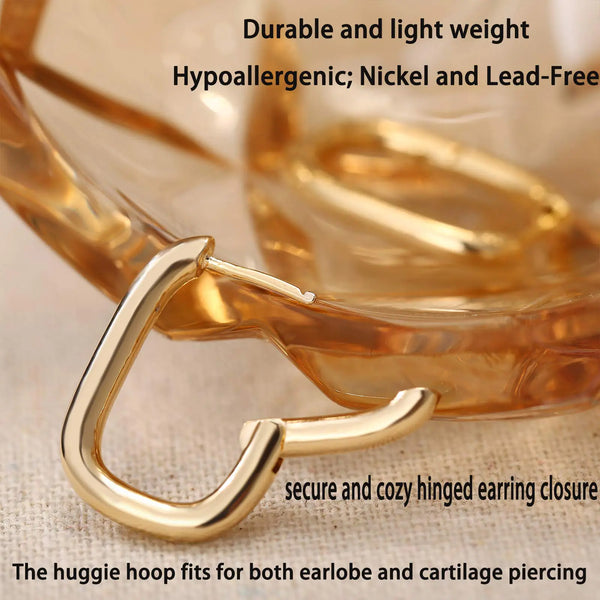 6 Pairs Chunky Gold Hoop Earrings Set for Women 14K Gold Plated Hypoallergenic Thick Open Huggie Hoop Set Jewelry for Gifts 01-Gold