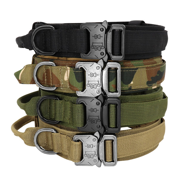 Strong Dog Military Tactical Collar   Pet Bungee Leash Durable Nylon Training Collars With To Handle Large Dogs