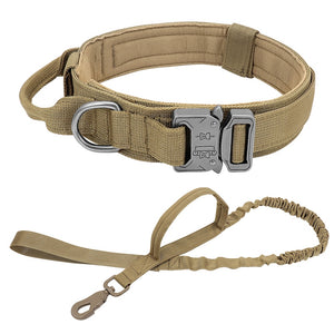 Strong Dog Military Tactical Collar   Pet Bungee Leash Durable Nylon Training Collars With To Handle Large Dogs