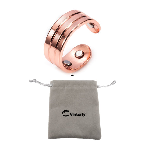 Pure Copper Magnetic Adjustable Trendy Health Energy Rings Open Cuff