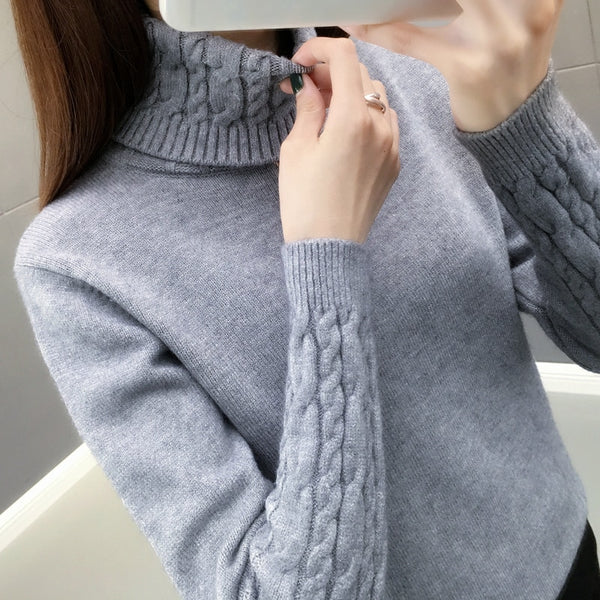 Women Sweater Turtleneck Pullovers Autumn Winter Sweaters New 2022 Long Sleeves Thick Warm Female Sweater Khaki