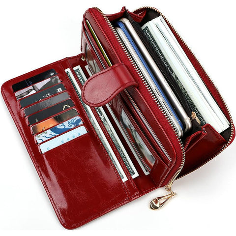 Pu Leather Long Zipper Women's Wallet Money Coin Holder