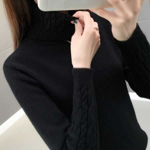 Women Sweater Turtleneck Pullovers Autumn Winter Sweaters New 2022 Long Sleeves Thick Warm Female Sweater Khaki