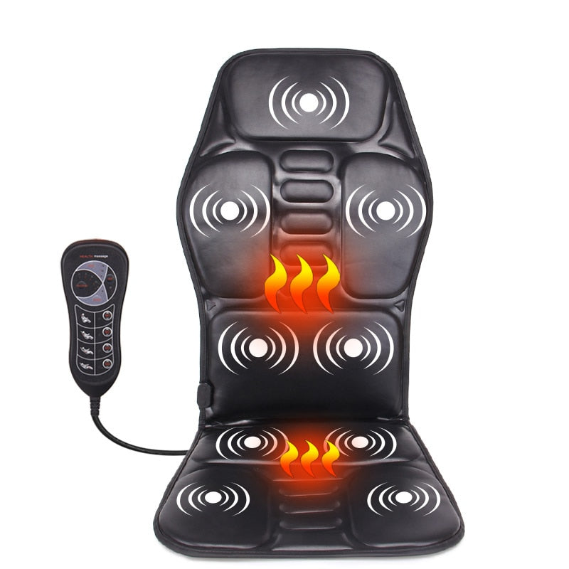 Electric Back Massager Chair Cushion Heating Vibrator Car Home Office Lumbar Neck Mattress Pain Relief