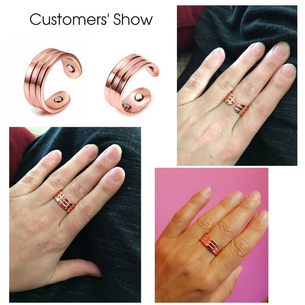 Pure Copper Magnetic Adjustable Trendy Health Energy Rings Open Cuff