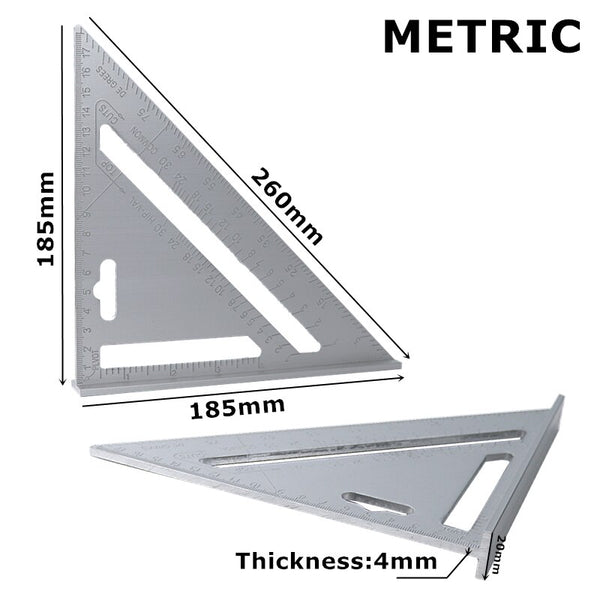 7'' Aluminum Alloy Triangle Ruler Angle Protractor Miter Speed Square Measuring Ruler For Building Framing Woodworking Tools