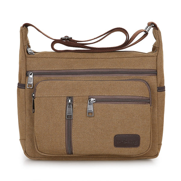 Men Canvas Multifunction Casual Travel Crossbody Bags Vintage Solid Zipper