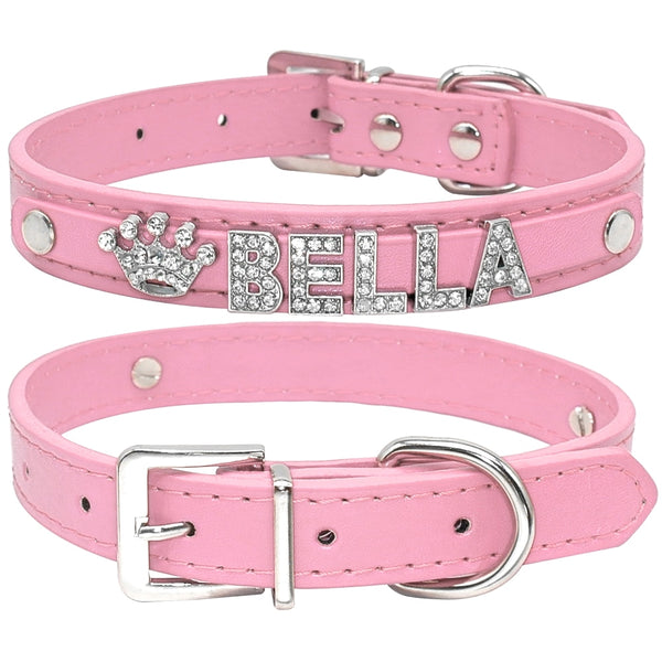 Rhinestone Personalized Cat Puppy Small Dogs Collars Custom for Chihuahua Yorkshire Free Name Charms