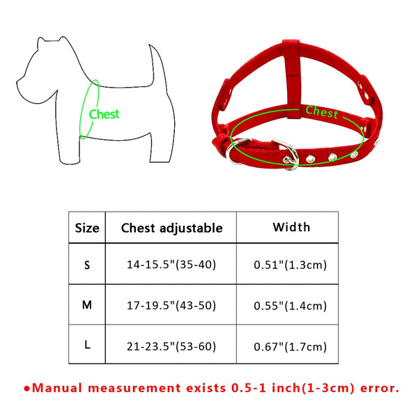 Soft Suede Leather Rhinestone Dog Harness   Harnesses For Small Medium Dogs