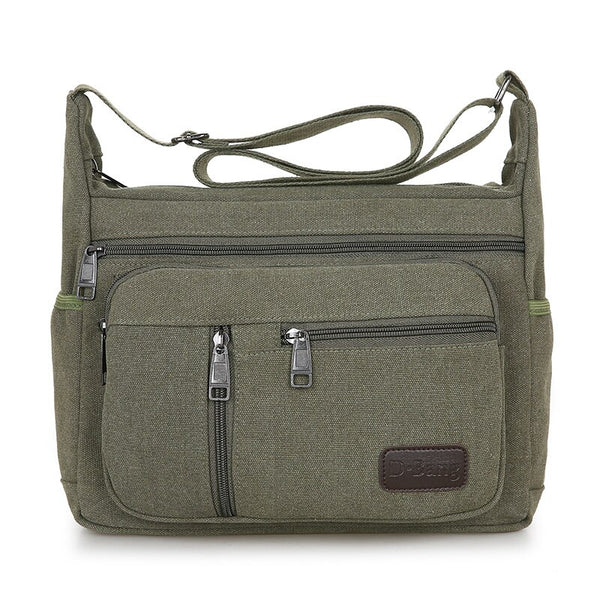 Men Canvas Multifunction Casual Travel Crossbody Bags Vintage Solid Zipper