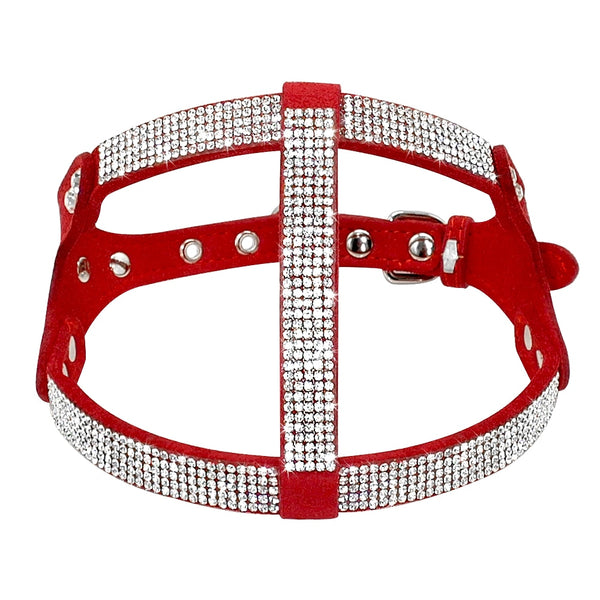 Soft Suede Leather Rhinestone Dog Harness   Harnesses For Small Medium Dogs