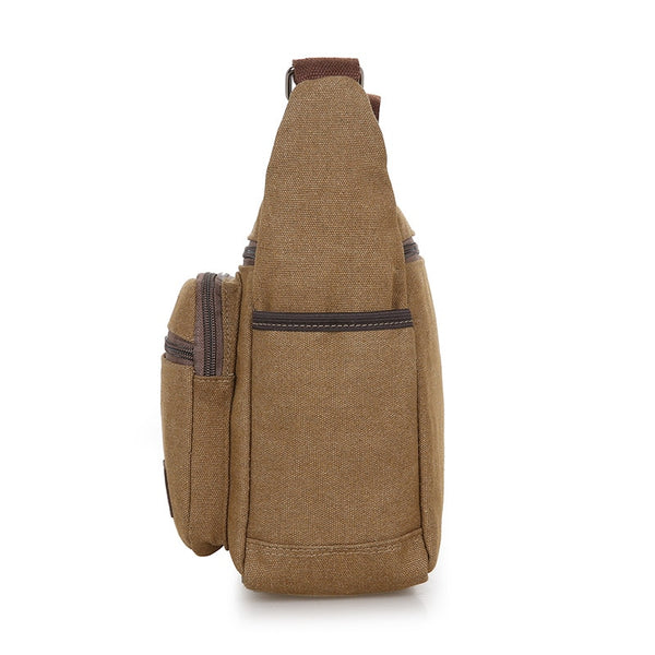 Men Canvas Multifunction Casual Travel Crossbody Bags Vintage Solid Zipper